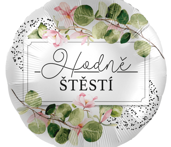 Foliový balonek Hodně štěstí – květinový CZ – 43cm