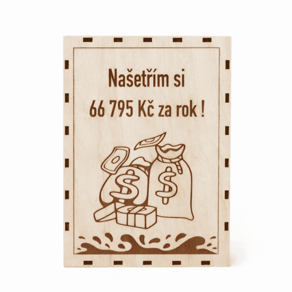 Dřevěná pokladnička na míru - peníze